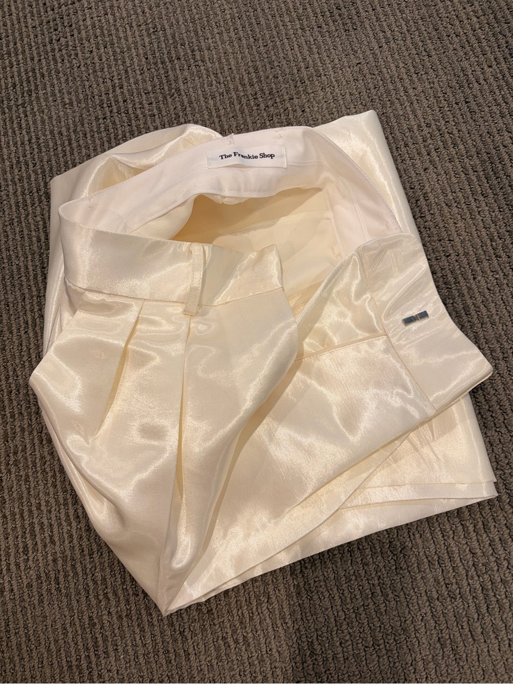 The Frankie Shop Satin Wide-Leg Trousers - Ivory - Picture 3 of 5